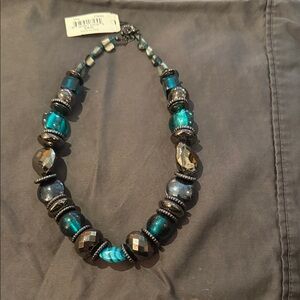 Elegant Beaded Necklace in Blue and Silver